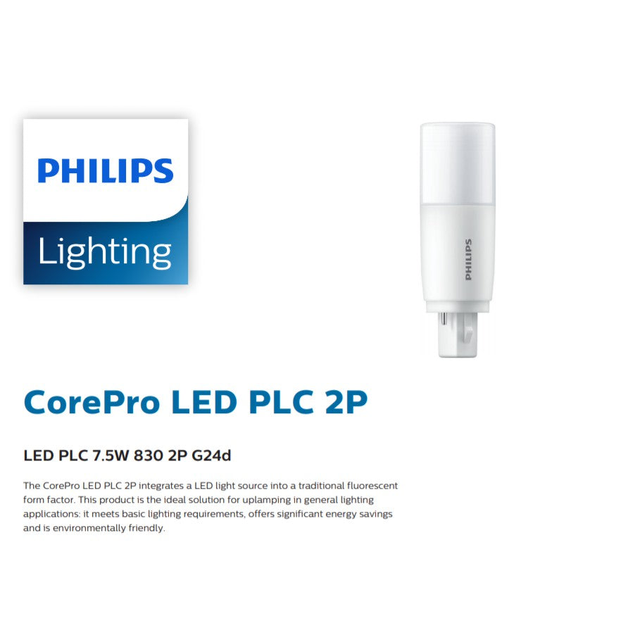 [Bundle of 4] Philips LED PL-C PLC 2P 2Pin G24D 7.5W 9W MyCare Retrofit for 13W 18W PLC fluorescent tube 4HOME SINGAPORE - 4HOME