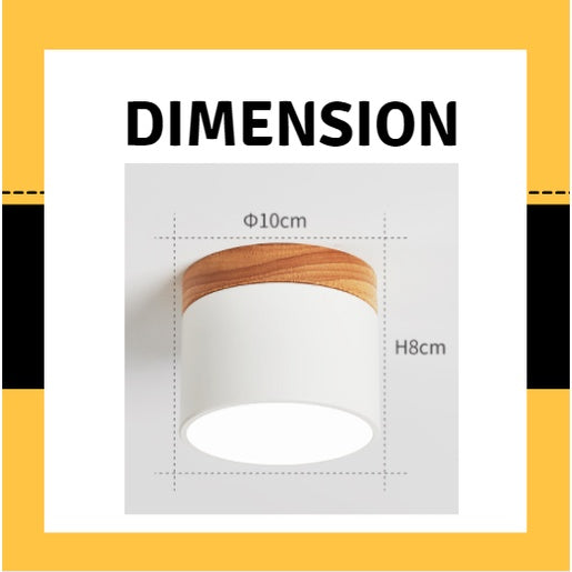 4HOME SINGAPORE 7W Nordic LED Surface Downlight Spotlight Black White Grey with Wood - 4HOME