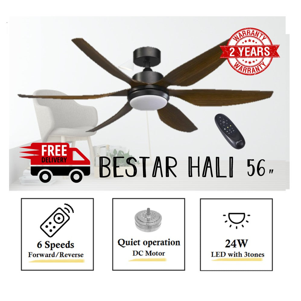 Bestar Hali DC Ceiling Fan with 24W LED Light 48" 56" 4HOME SINGAPORE - 4HOME