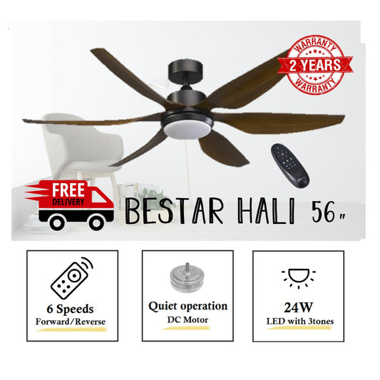 Bestar Hali DC Ceiling Fan with 24W LED Light 48" 56" 4HOME SINGAPORE - 4HOME