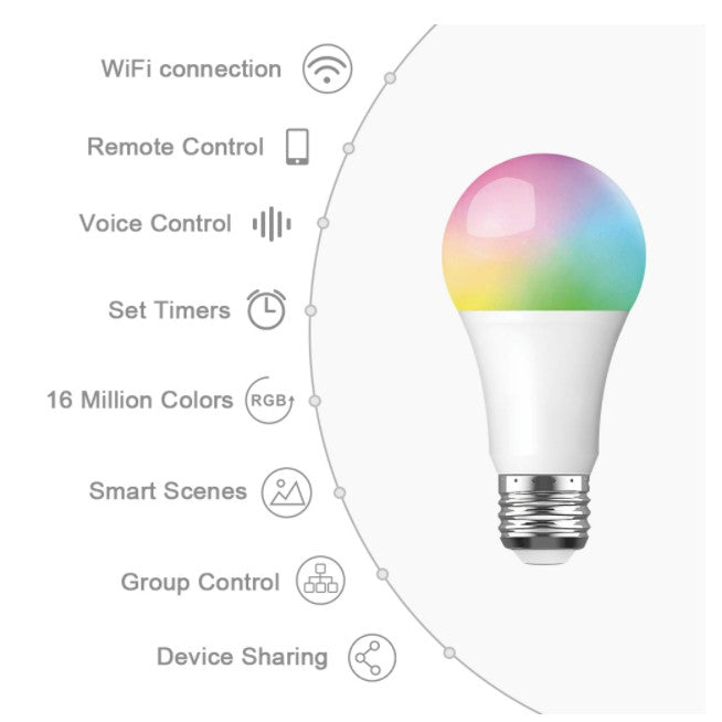 [SG Stock] 4HOME SINGAPORE E27 WIFI Smart LED Bulb RGB + W Dimmable 9W Works with Google Home Amazon Alexa - 4HOME