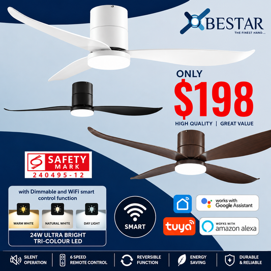 bestar falcon 36 36 52inch with light smart ceiling fan mocha black white