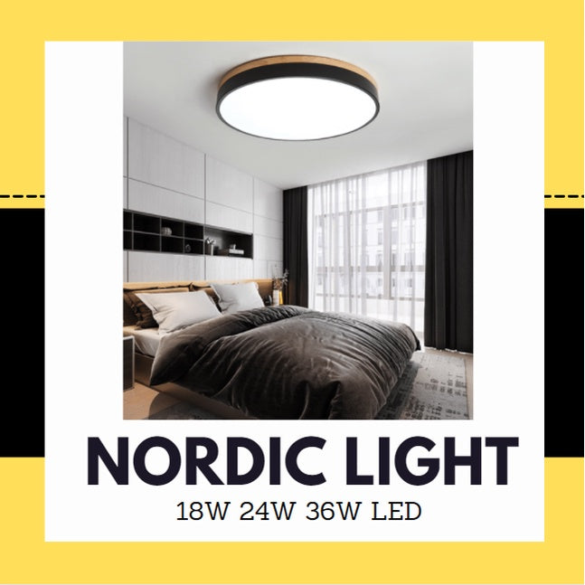 Nordic LED Ceiling Light Black White with Wood 24W 36W 4HOME SINGAPORE - 4HOME