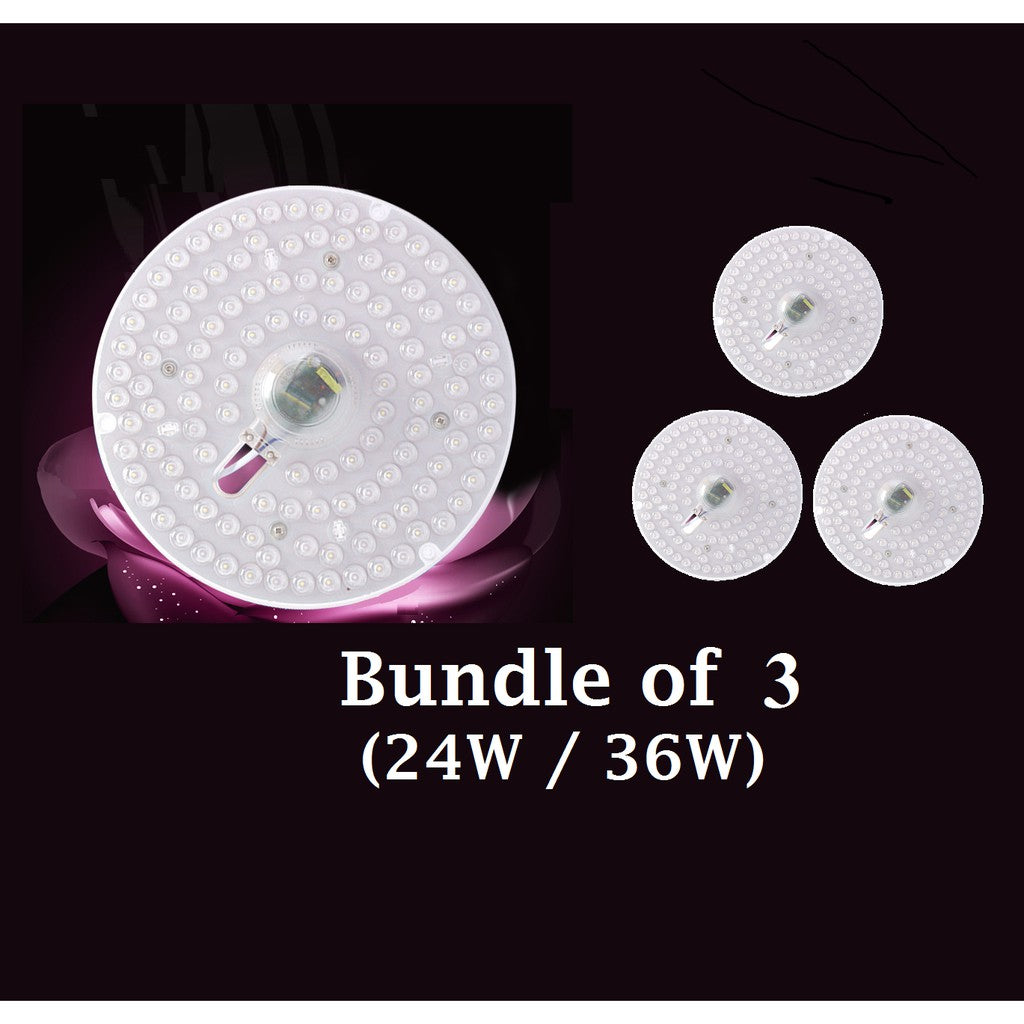 [Bundle of 3] LED Upgraded Ceiling Replacement Light Magnetic Light Plate Magnet 24W 36W 4HOME SINGAPORE - 4HOME