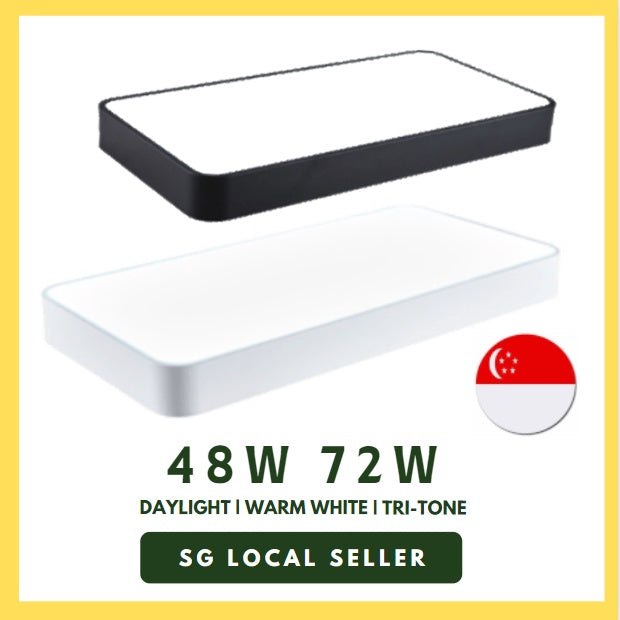 4HOME SINGAPORE 48W 72W Black White Rectangular LED Ceiling Light Nordic Minimal Ceiling Light - Daylight for Kitchen Living Room - 4HOME