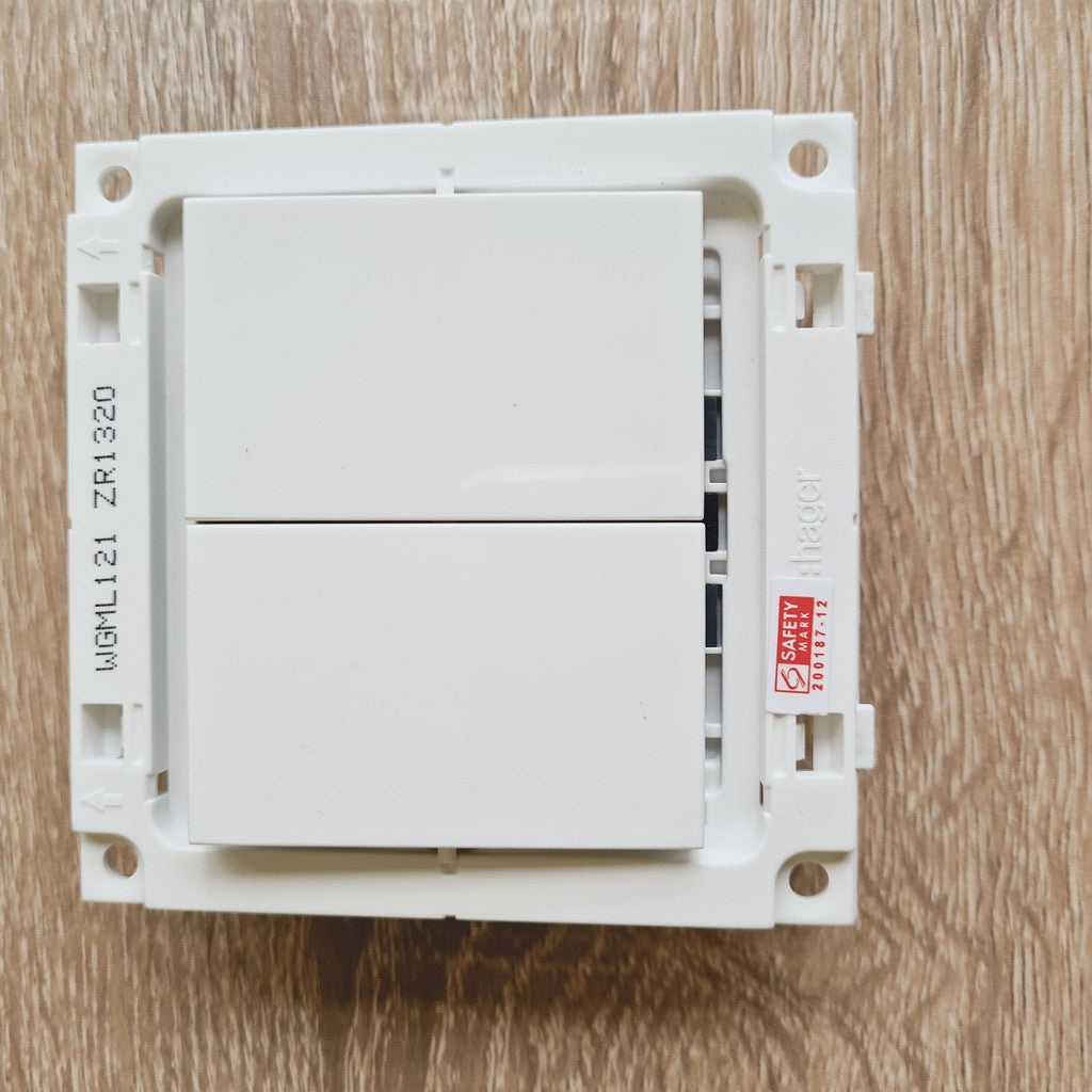 Hager 2Gang 2G1W 2G2W Double Wall Switch White 4HOME SINGAPORE - 4HOME