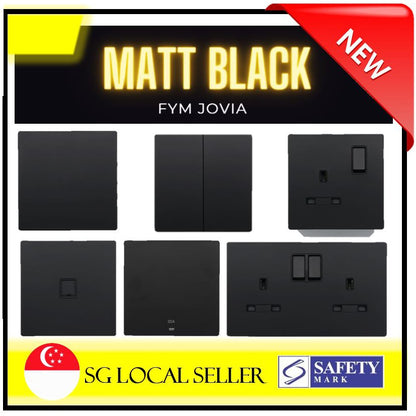 FYM Jovia Matt Black Grey White Frameless Switch Socket 4HOME SINGAPORE - 4HOME