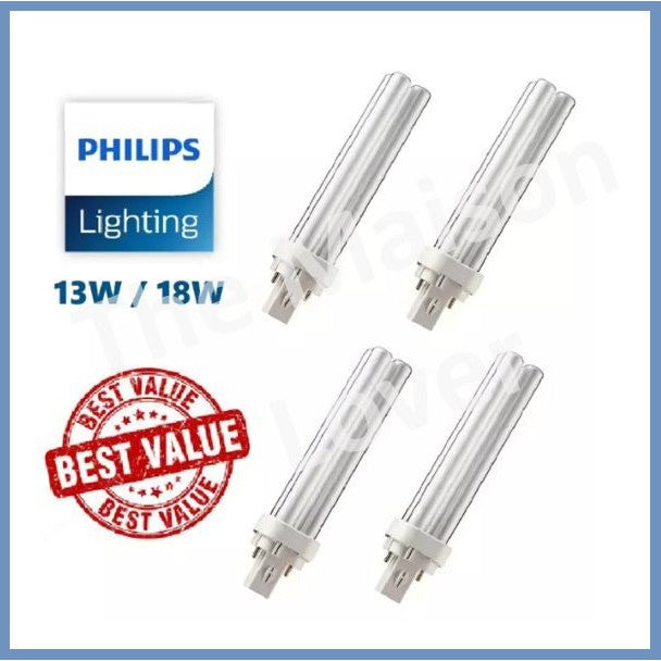 [Bundle 4 / Bundle 2] Philips Master PLC 2Pin 2P 2 Pin 13W 18W 827 840 865 PL-C 4HOME SINGAPORE - 4HOME