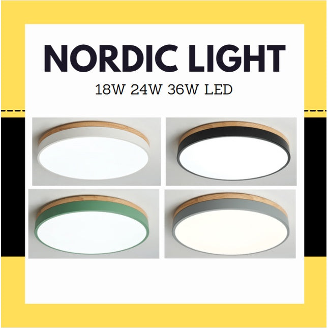 Nordic LED Ceiling Light Black White with Wood 24W 36W 4HOME SINGAPORE - 4HOME