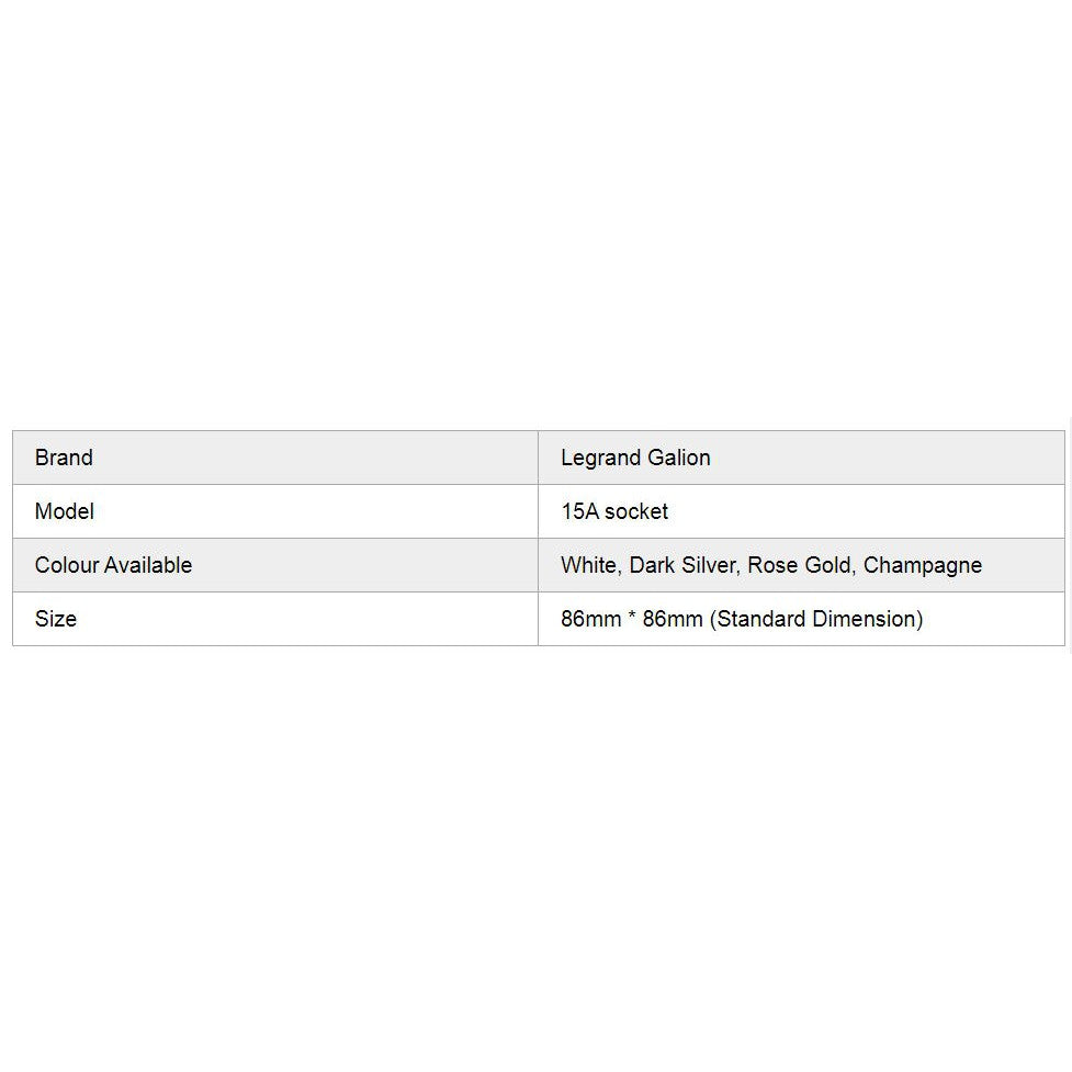 Legrand Galion 15A Aircon Socket (Champagne, Rose Gold, Dark Silver, White) 4HOME SINGAPORE - 4HOME
