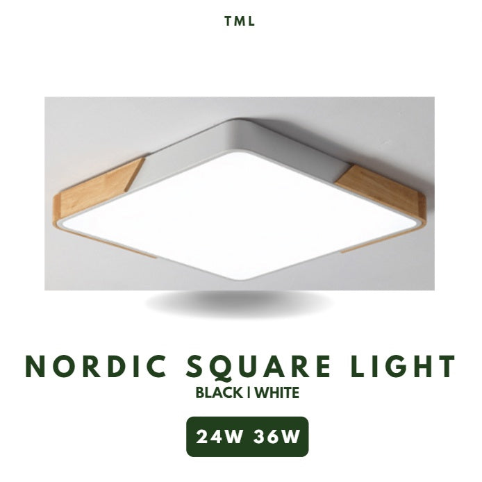 Nordic Square with Wood LED Ceiling Light 24W 36W 4HOME SINGAPORE - 4HOME