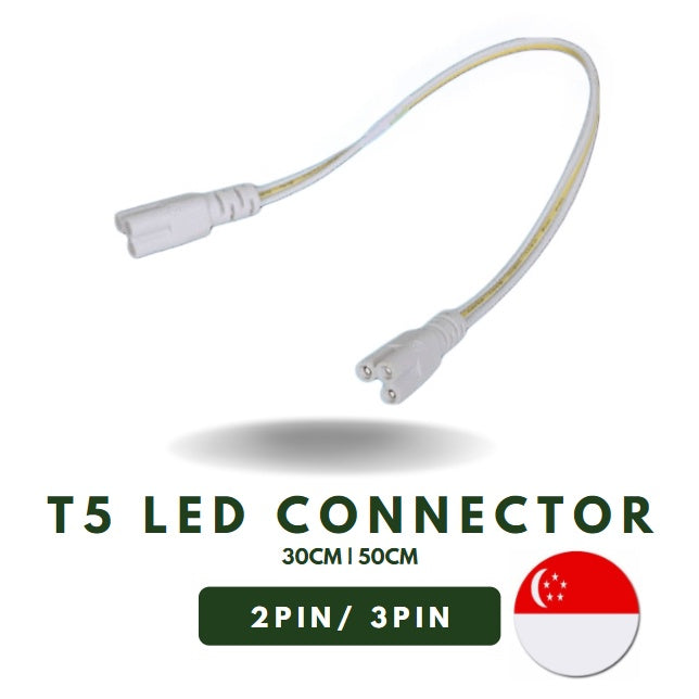 [SG Local Seller] T5 2 Pin 3 Pin 30cm 50cm LED Connector Cable Wire Extension 3Pin 1ft 4HOME SINGAPORE - 4HOME