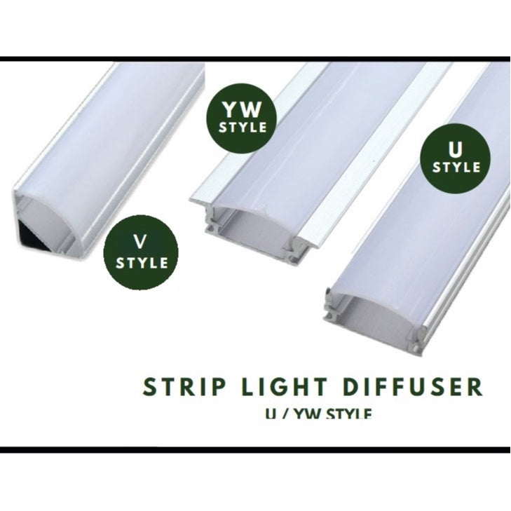 LED Strip Light Diffuser Channel 1meter Surface Mount Recessed Type 4HOME SINGAPORE - 4HOME