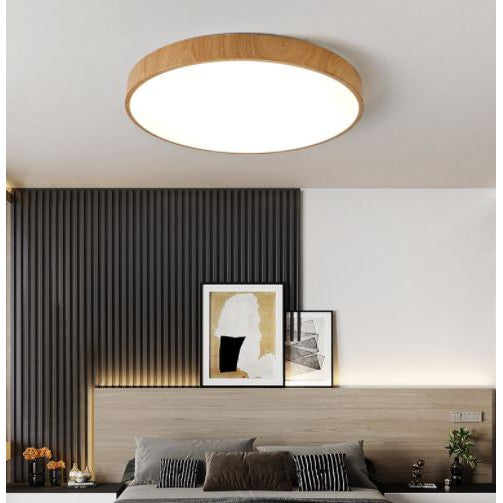 4HOME SINGAPORE 24W 36W Nordic Minimal LED Ceiling Light Wood Laminate Frame Daylight Warm White Tritone Macaron - 4HOME
