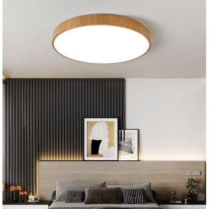 4HOME SINGAPORE 24W 36W Nordic Minimal LED Ceiling Light Wood Laminate Frame Daylight Warm White Tritone Macaron - 4HOME