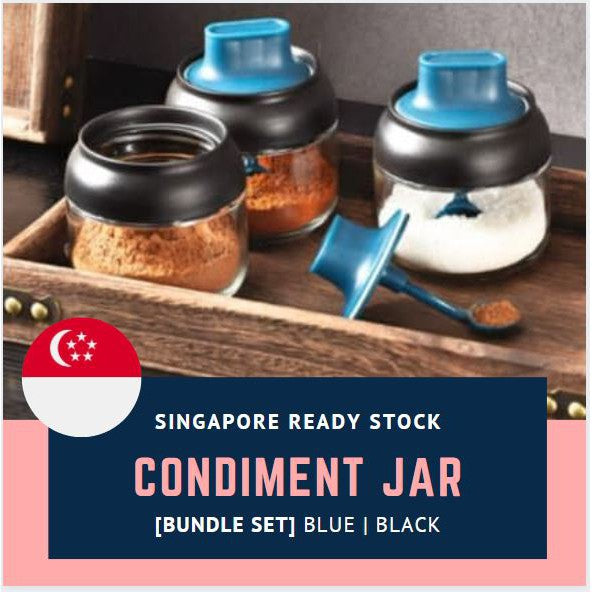 [Bundle/Single] Seasoning Salt Spice Condiment Glass Bottle Glass Jar with Spoon Kitchen Storage 4HOME SINGAPORE - 4HOME