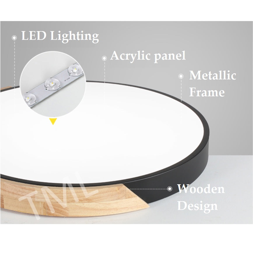 Nordic LED Ceiling Light Black White with Wood 24W 36W 4HOME SINGAPORE - 4HOME