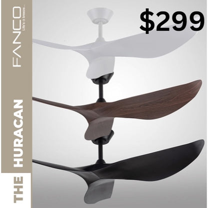Fanco Designer DC Ceiiling Fans 52" 3blades HURACAN Wood Black White 4HOME SINGAPORE - 4HOME