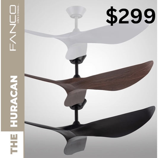 Fanco Designer DC Ceiiling Fans 52" 3blades HURACAN Wood Black White 4HOME SINGAPORE - 4HOME