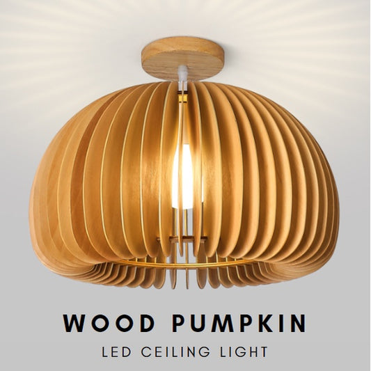 Nordic Wood Pumpkin Ceiling Light Corridor Japanese Style 4HOME SINGAPORE - 4HOME