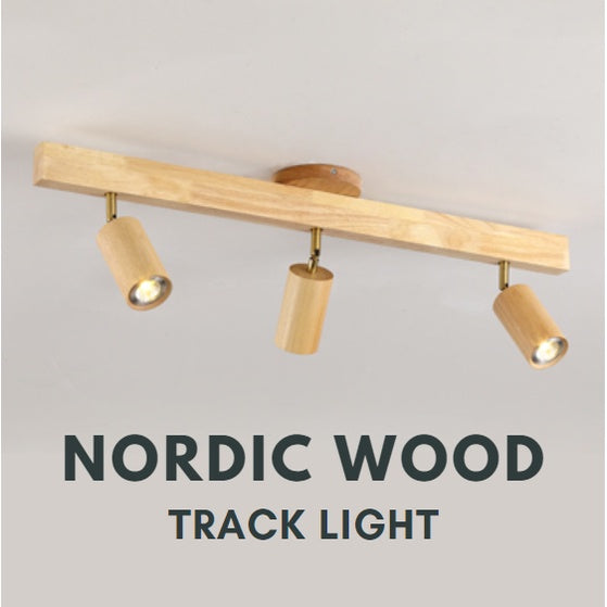 Nordic Real Wood LED Track Light 3 head Spotlight Tri-tone 21W Japanese Style 4HOME SINGAPORE - 4HOME
