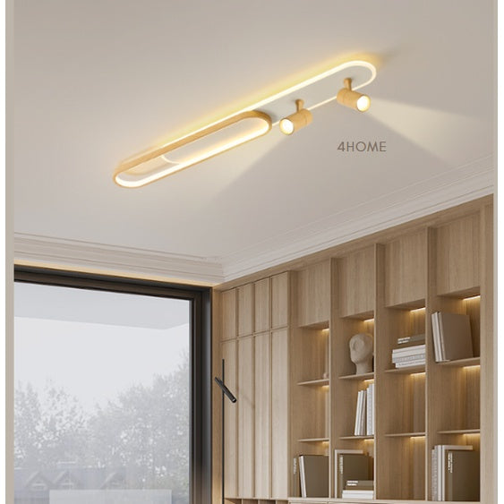 Nordic Japanese Wood Linear Spotlight Rectangular Long Ceiling Light Cool White Corridor Bathroom Kitchen 4HOME SINGAPORE - 4HOME