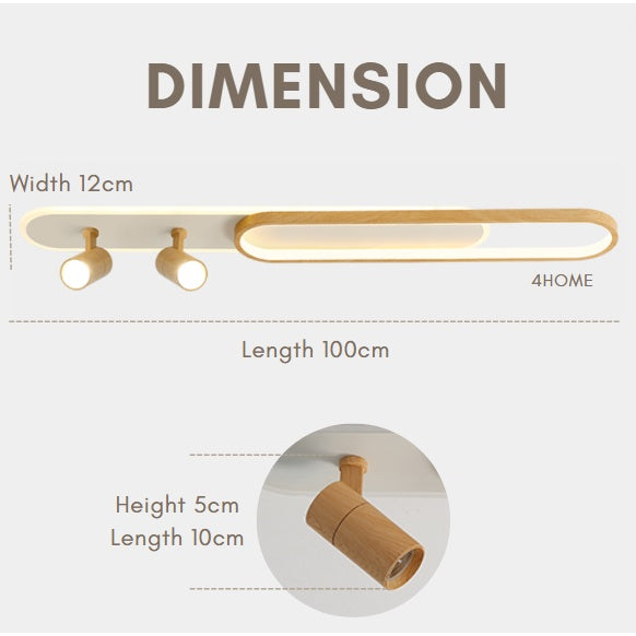 Nordic Japanese Wood Linear Spotlight Rectangular Long Ceiling Light Cool White Corridor Bathroom Kitchen 4HOME SINGAPORE - 4HOME