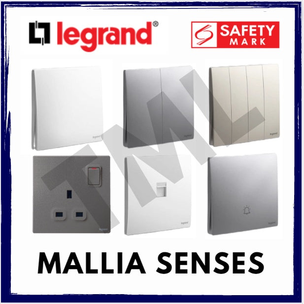 Legrand Mallia Senses Switch Socket Designer Matt Black Silver Champagne 4HOME SINGAPORE - 4HOME