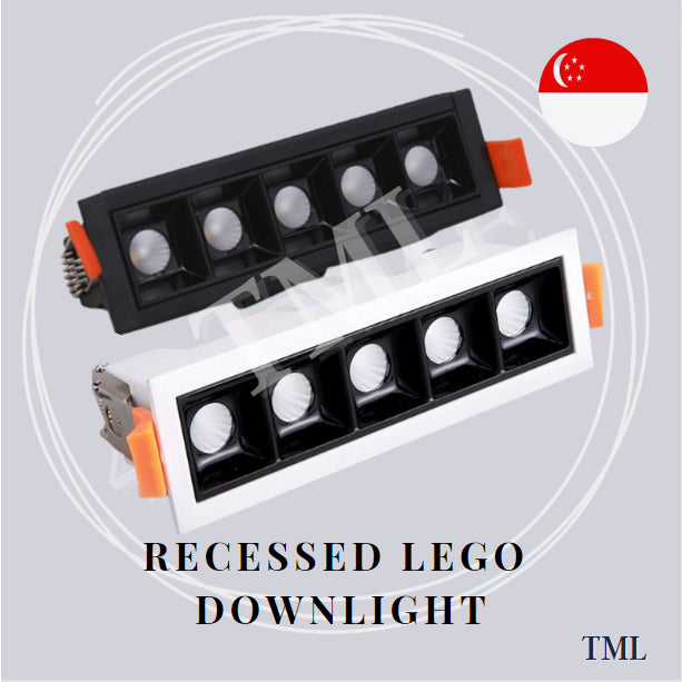 Linear LED Recessed Slim Lego Spotlight Downlight Black White 10W 20W 4HOME SINGAPORE - 4HOME