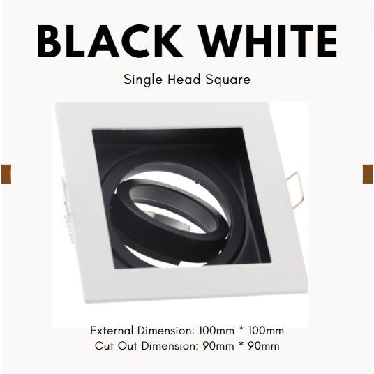 Premium Monochromatic LED Recessed Spotlight GU10 Casing Holder Eyeball Black White 4HOME SINGAPORE - 4HOME