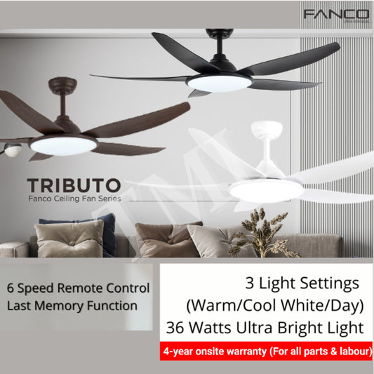 Fanco TRIBUTO 46inch 56inch Ceiling Fan with 36W Extra Bright Light 4HOME SINGAPORE - 4HOME