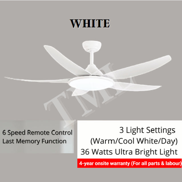 Fanco TRIBUTO 46inch 56inch Ceiling Fan with 36W Extra Bright Light 4HOME SINGAPORE - 4HOME
