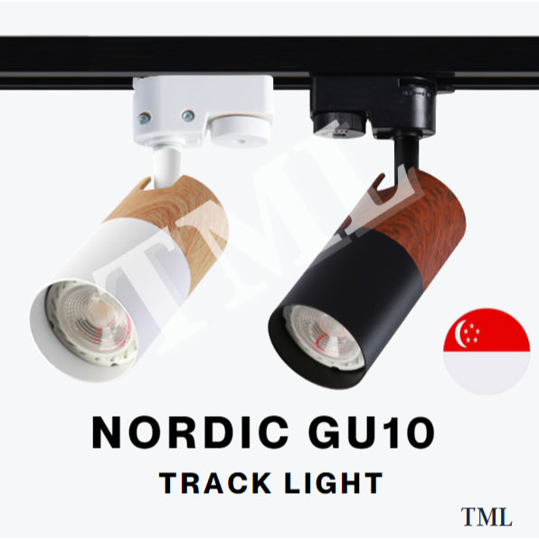 [SG Seller] Nordic Wood Design LED Track Light GU10 LED Bulb Holder 4HOME SINGAPORE - 4HOME