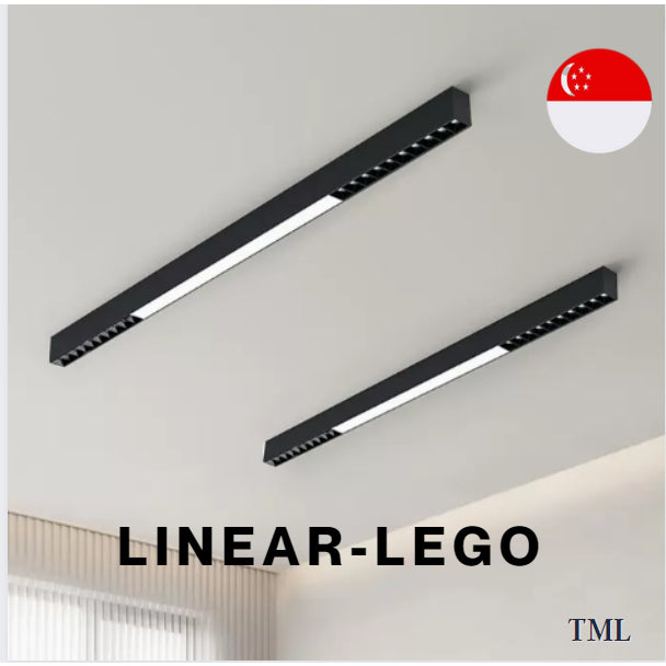 Premium Matt Black Linear Lego Surface Ceiling Light 30W Dining Island Study Kitchen 4HOME SINGAPORE - 4HOME