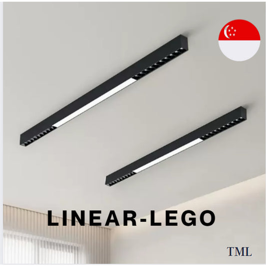 Premium Matt Black Linear Lego Surface Ceiling Light 30W Dining Island Study Kitchen 4HOME SINGAPORE - 4HOME
