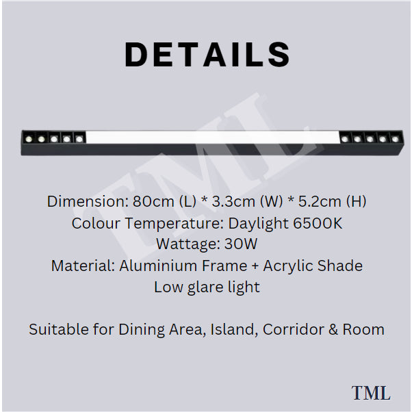 Premium Matt Black Linear Lego Surface Ceiling Light 30W Dining Island Study Kitchen 4HOME SINGAPORE - 4HOME