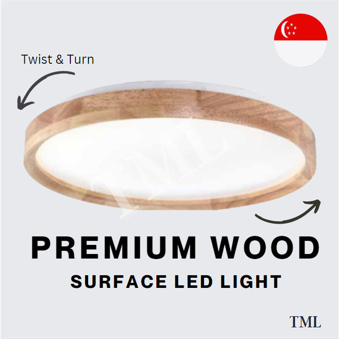 Premium Wood LED Surface Ceiling Light Minimalist 36W 48W Daylight 3Tone 4HOME SINGAPORE - 4HOME