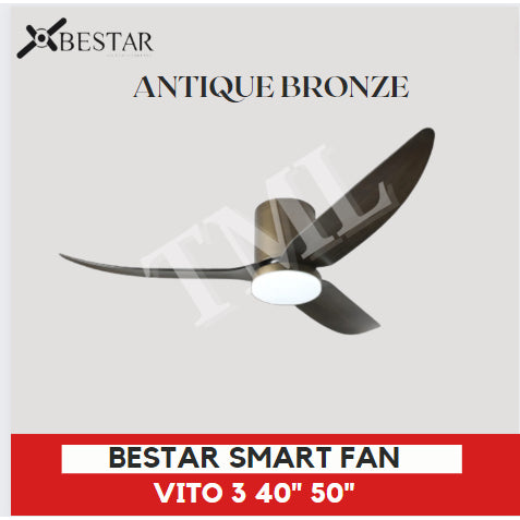 BESTAR Smart Hugger Wifi Controlled Ceiling Fan VITO 3 DC Motor 40" 50" 3blades 4HOME SINGAPORE - 4HOME