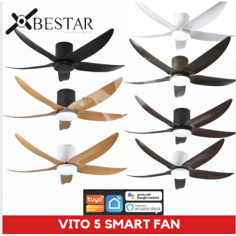 BESTAR Smart Hugger Wifi Controlled Ceiling Fan VITO 5 DC Motor 42" 52" 3blades low ceiling 4HOME SINGAPORE - 4HOME