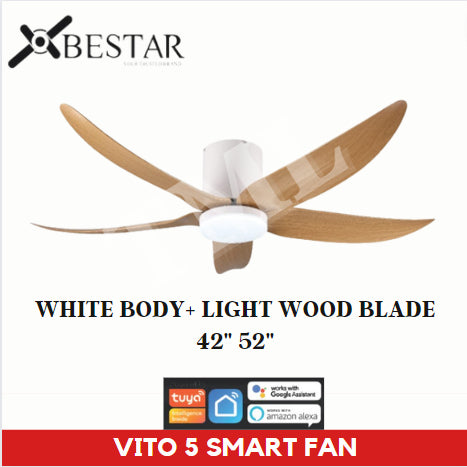 BESTAR Smart Hugger Wifi Controlled Ceiling Fan VITO 5 DC Motor 42" 52" 3blades low ceiling 4HOME SINGAPORE - 4HOME