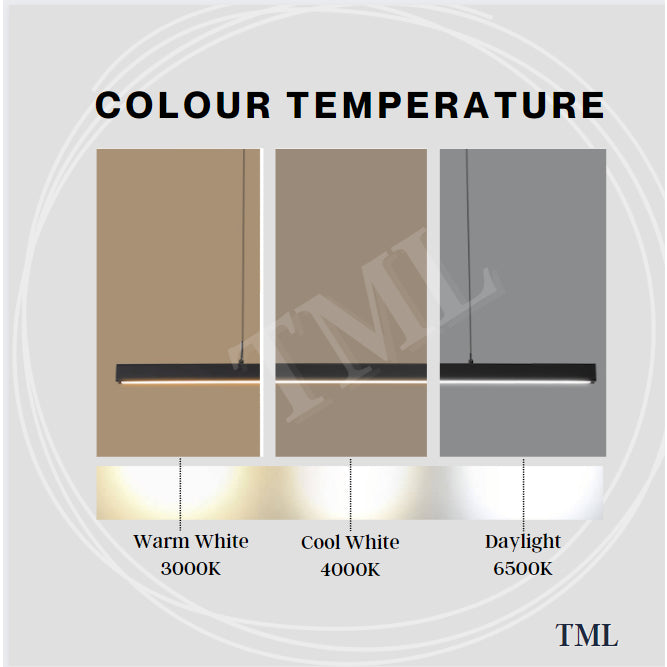 Premium Black Wood Linear Pendant Light 32W Tri-Tone for Dining Island Study Kitchen 4HOME SINGAPORE - 4HOME