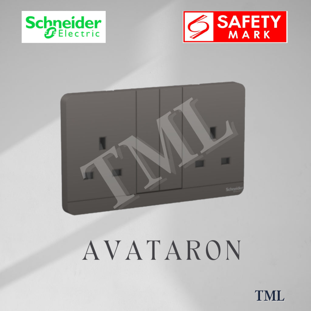 [SG Seller] Schneider AvatarON Double Socket 13A Wall Plug White Dark Grey Dark Wood Wine Gold Hairline Gold 4HOME SINGAPORE - 4HOME