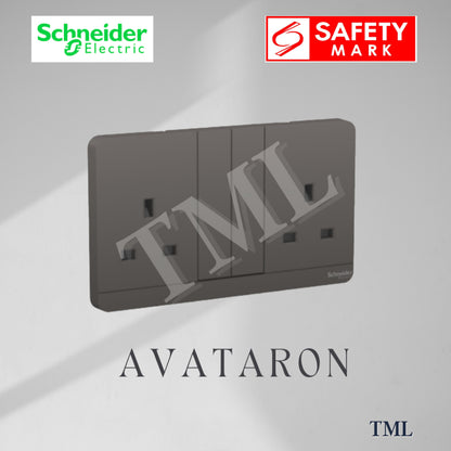 [SG Seller] Schneider AvatarON Double Socket 13A Wall Plug White Dark Grey Dark Wood Wine Gold Hairline Gold 4HOME SINGAPORE - 4HOME
