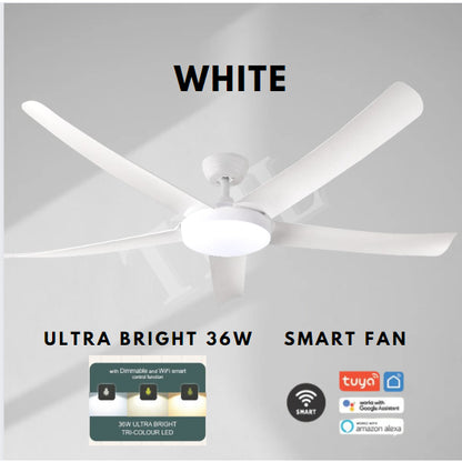 Bestar VESTA SMART Ceiling Fan Ultra Bright 36W Dimmable 5 Blades 42inch 52inch DC Fan 4HOME SINGAPORE - 4HOME