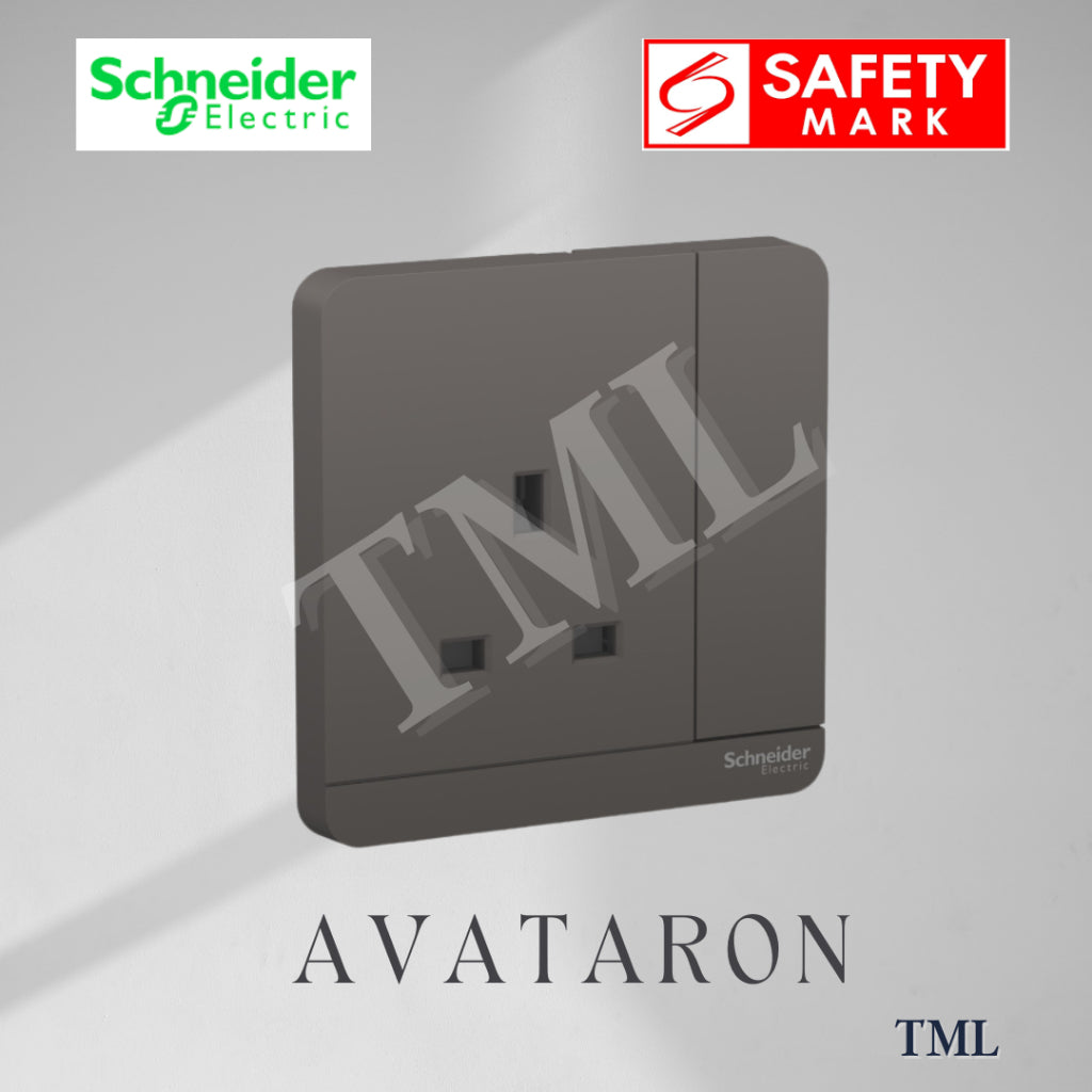 [SG Seller] Schneider AvatarON Single Socket 13A Wall Plug White Dark Grey Dark Wood Wine Gold Hairline Gold 4HOME SINGAPORE - 4HOME