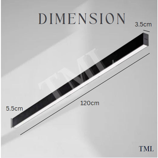 Black Slim Linear Rectangular Long Ceiling Light Tri-tone Corridor Island 4HOME SINGAPORE - 4HOME