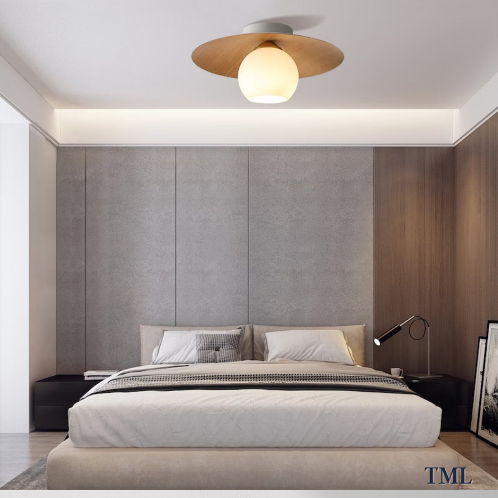 Retro Japanese Light Wood Dark Wood Saturn Globe E27 Bulb Ceiling Light Corridor Small Area 4HOME SINGAPORE - 4HOME