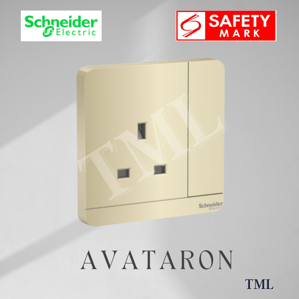 [SG Seller] Schneider AvatarON Single Socket 13A Wall Plug White Dark Grey Dark Wood Wine Gold Hairline Gold 4HOME SINGAPORE - 4HOME