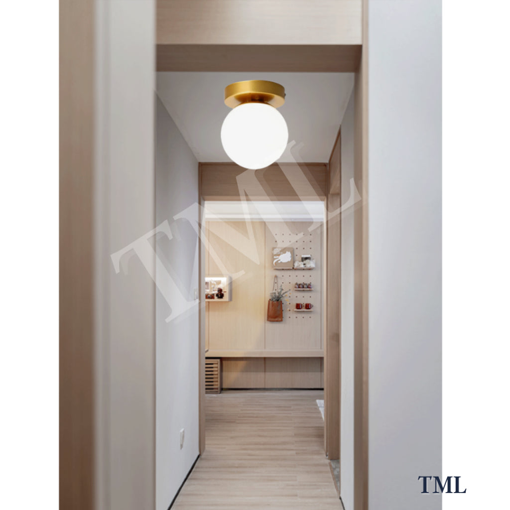 Frosted Glass Round Globe Wall Sconce Ceiling Light Black Gold 4HOME SINGAPORE - 4HOME