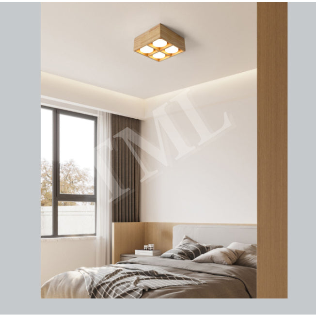 Japanese Style Wood Square 4Head Surface Downlight Spotlight Cube Tri-tone 4HOME SINGAPORE - 4HOME